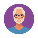 old man with beard wearing glasses avatar character